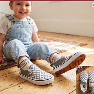 Vans Kids Blue and White Checkered Sneakers